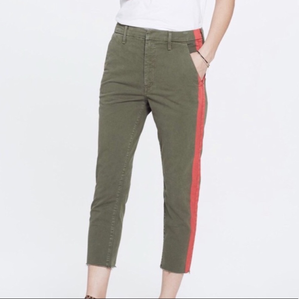 MOTHER Denim Pants green with pink stripe